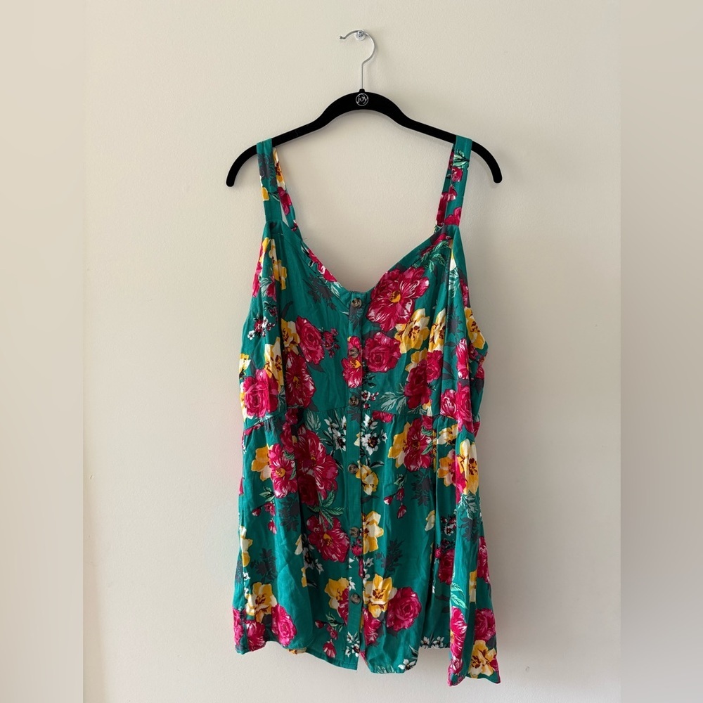 Torrid Pink and Green Floral Top